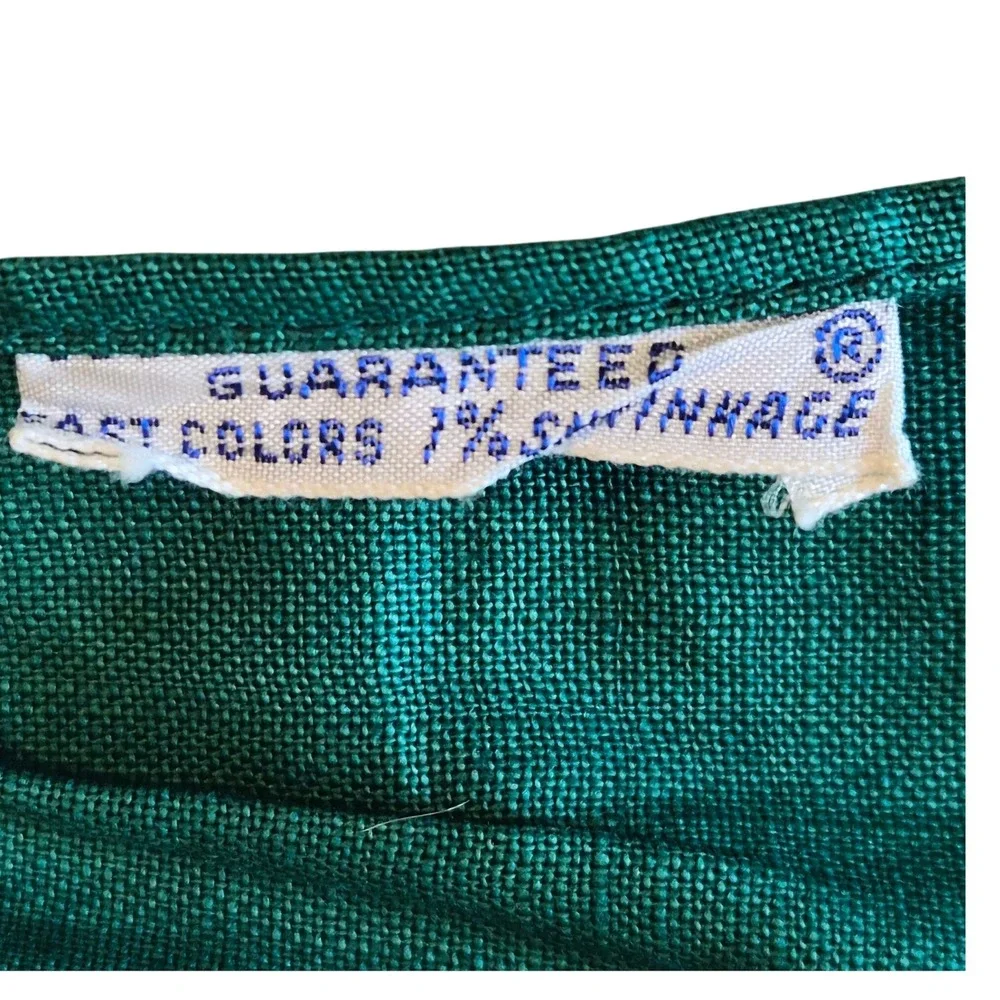 Vintage Half Apron Green Yellow Color Block Rickrack Trim Pockets Retro MCM